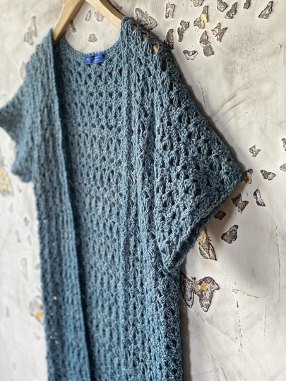 Long-Cardigan / Vest "Sea Blue" (8 sizes) for all seasons