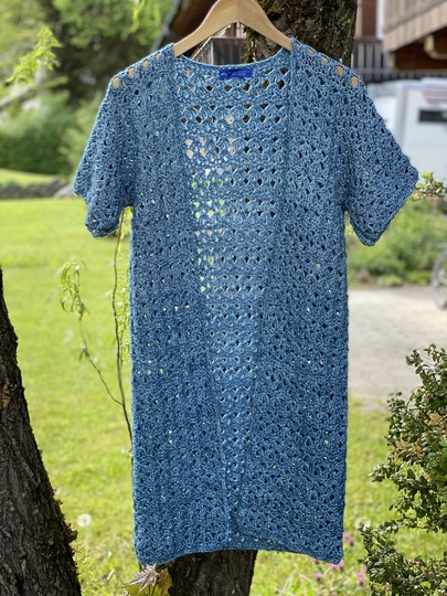 Long-Cardigan / Vest "Sea Blue" (8 sizes) for all seasons