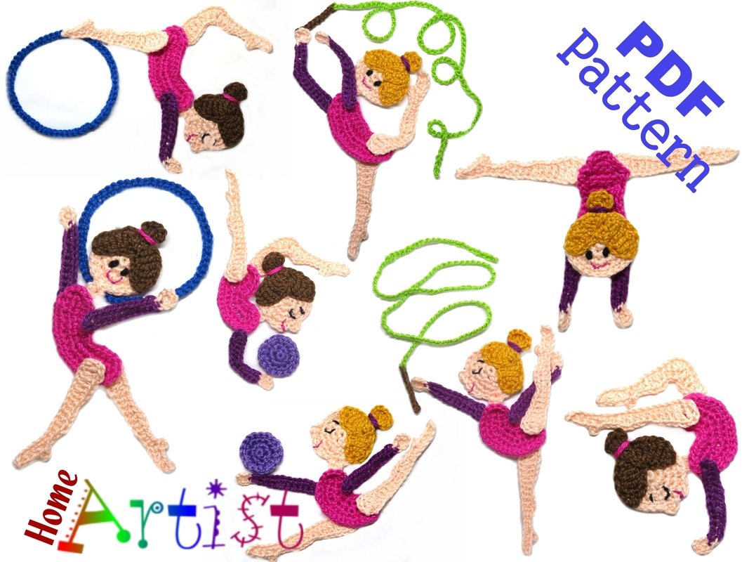 Gymnastic 1-8 Crochet Applique