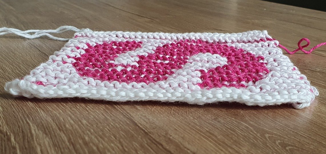 Schattenstricken, Illusionsstricken, Buchstabe "S"