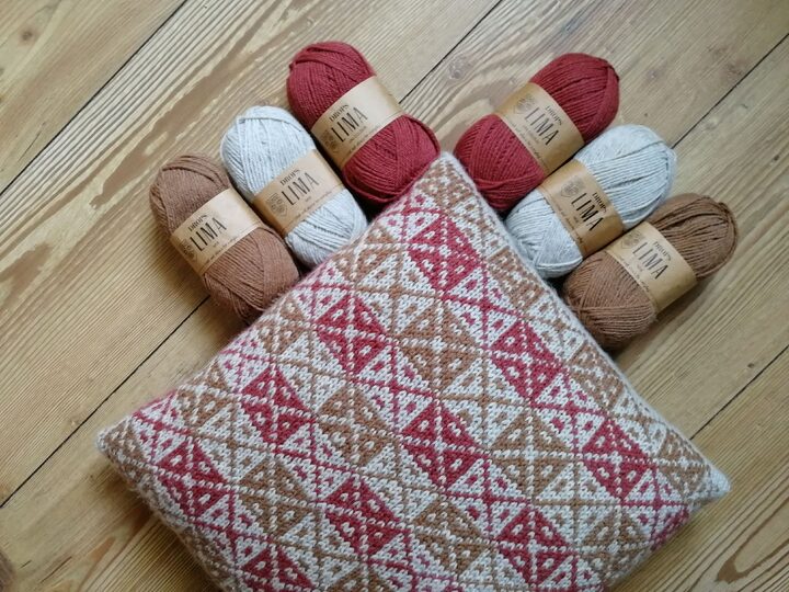 Karo cushion 40x40 cushion cover Fair Isle technique instructions