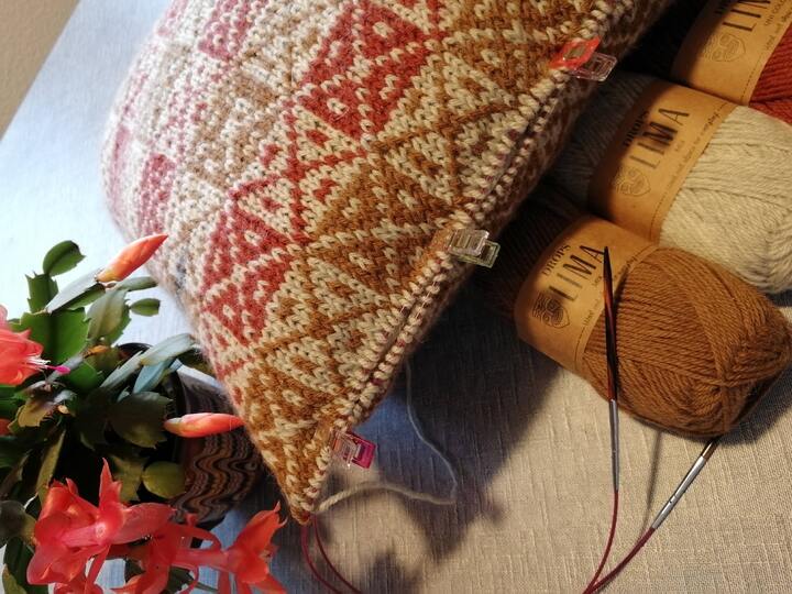 Karo cushion 40x40 cushion cover Fair Isle technique instructions