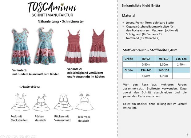 Kleid Britta Gr. 80-152 Schnittmuster & Nähanleitung