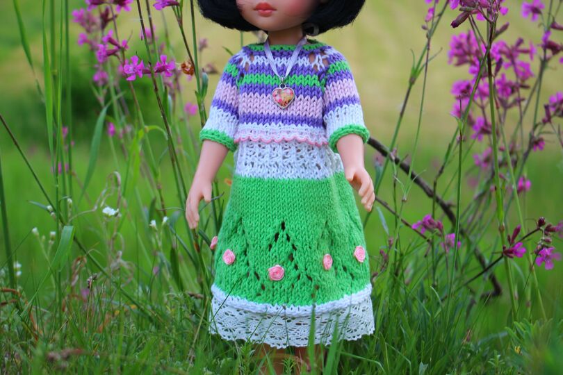 12-inch Dolls Dress03 Knitting Pattern