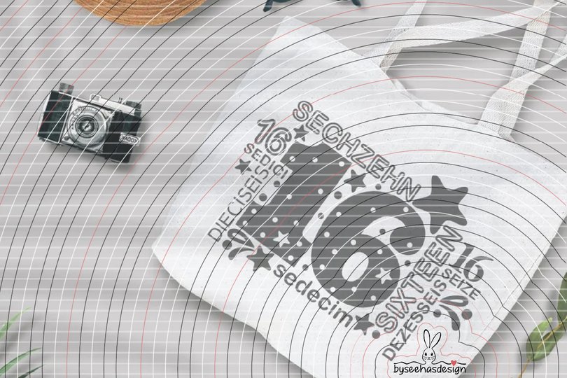 Sechzehn Plotterdatei SVG DXF