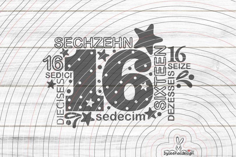Sechzehn Plotterdatei SVG DXF