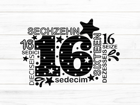 Sechzehn Plotterdatei SVG DXF FCM