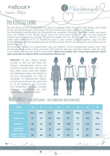 Sweatjacke/Hoodie Damen – E-Book Schnittmuster Gr. 32-58 – Paco