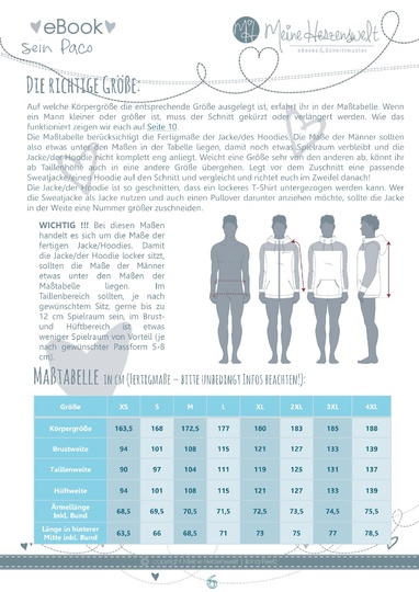 Sweatjacke/Hoodie Herren – E-Book Schnittmuster Gr. XS-4XL
