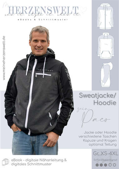 Sweatjacke/Hoodie Herren – E-Book Schnittmuster Gr. XS-4XL