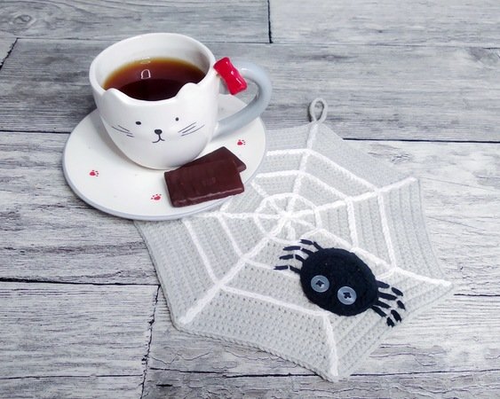 264 Crochet pattern - Spider's web applique, decor, potholder Zabelina