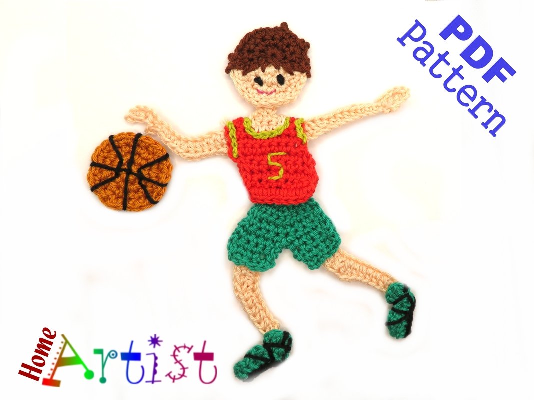 Basketball player crochet pattern applique - Image 2