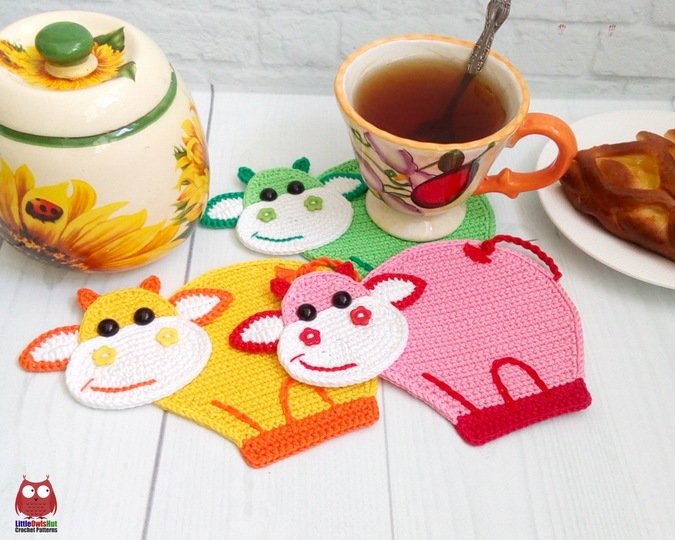 267 Crochet pattern - Cow or Bull Ox, decor, hotpad, coaster, placemat