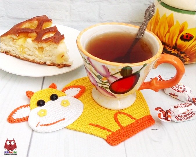 267 Crochet pattern - Cow or Bull Ox, decor, hotpad, coaster, placemat