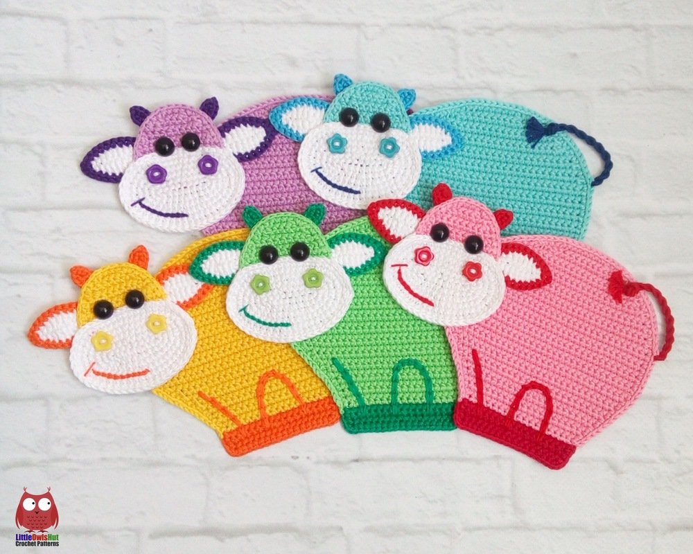 267 Crochet pattern - Cow or Bull Ox, decor, hotpad, coaster, placemat - Image 5