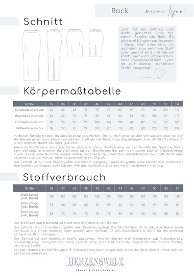 meine Lynn - Rock - Damen - Nähanleitung - Schnittmuster