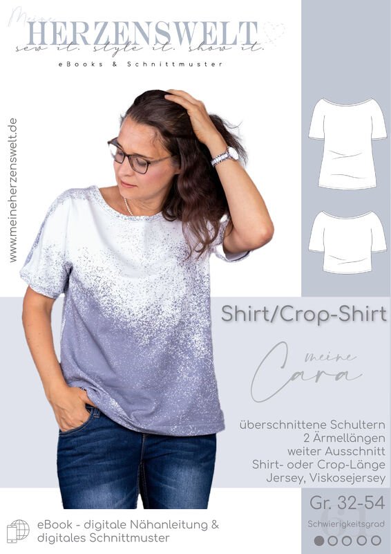 Shirt Damen – E-Book Schnittmuster Gr. 32-54 – Cara
