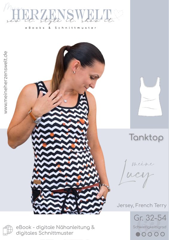 Tanktop Damen – E-Book Schnittmuster Gr. 32-54 – Lucy