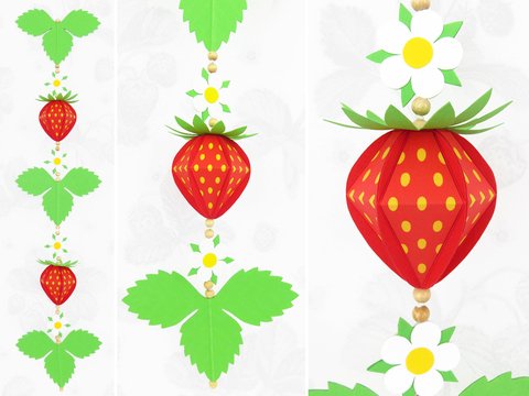 Dekokette mit Erdbeeren – Bastelanleitung und Vorlagen