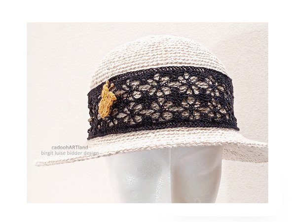 Hat "Lady Linnet" with lace hatband, perfect for summer