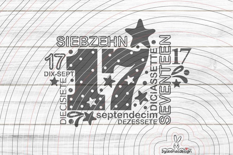 Siebzehn Plotterdatei SVG DXF