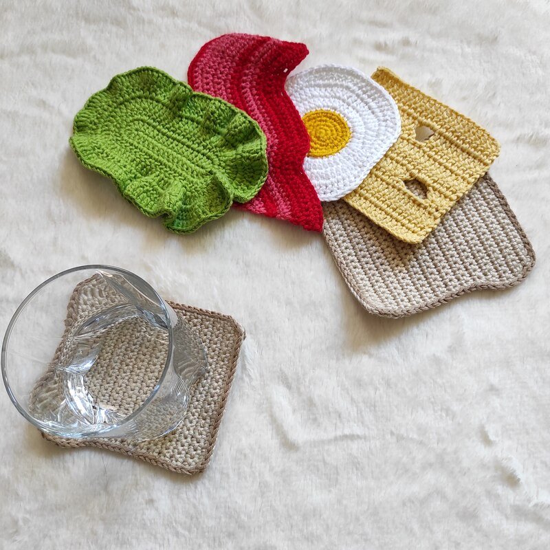 Crochet Pattern Coasters Sandwich. Home kitchen decor. - Image 2