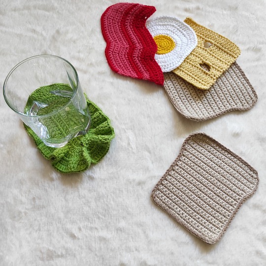 Crochet Pattern Coasters Sandwich. Home kitchen decor.