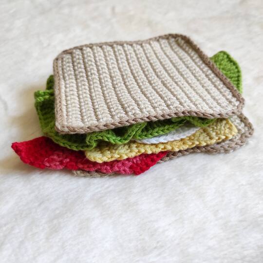 Crochet Pattern Coasters Sandwich. Home kitchen decor.