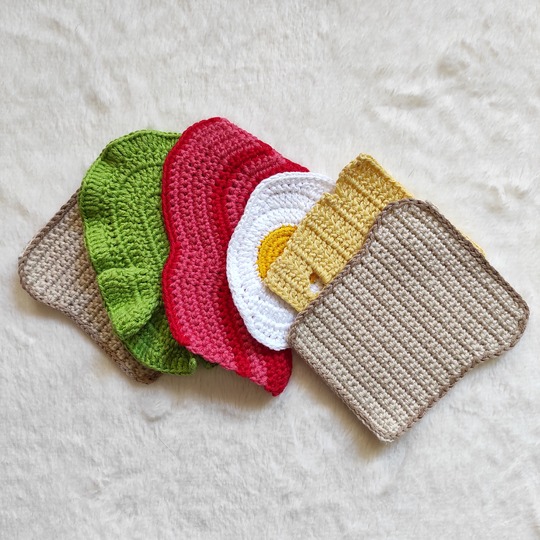 Crochet Pattern Coasters Sandwich. Home kitchen decor.