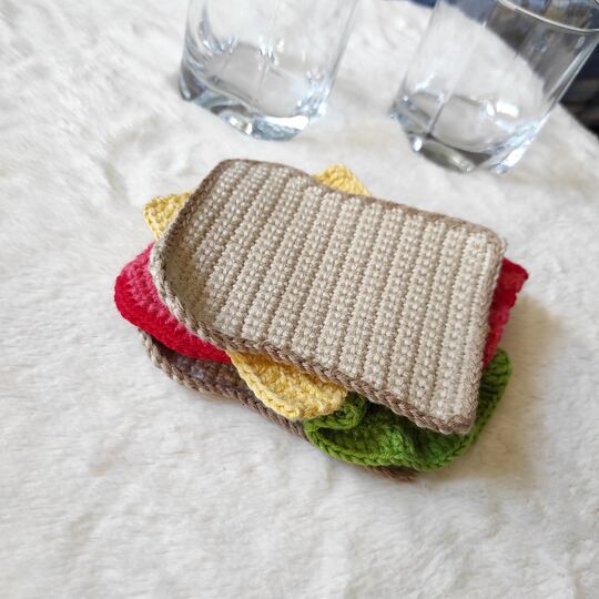 Crochet Pattern Coasters Sandwich. Home kitchen decor.