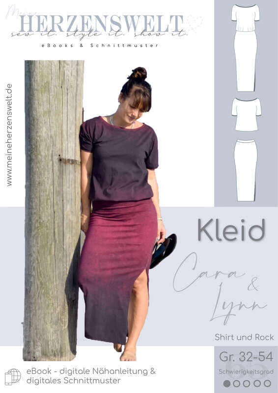 Kleid/Shirt/Rock Damen E-Book Schnittmuster Gr. 32-54 – Cara &amp; Lynn