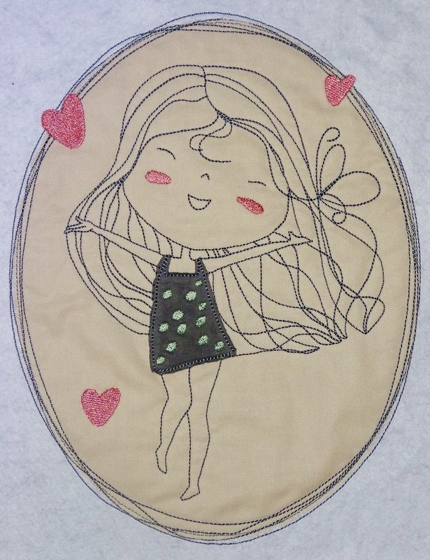 Mädchen mit Herzchen ♥  Stickdatei ♥  cute Girl ♥  Button - Bild 7