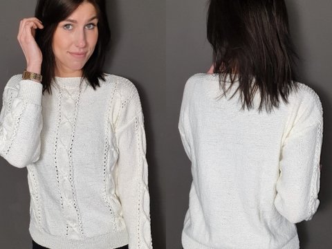 203 Strickanleitung Pullover Lochmuster Zopfmuster Gabi