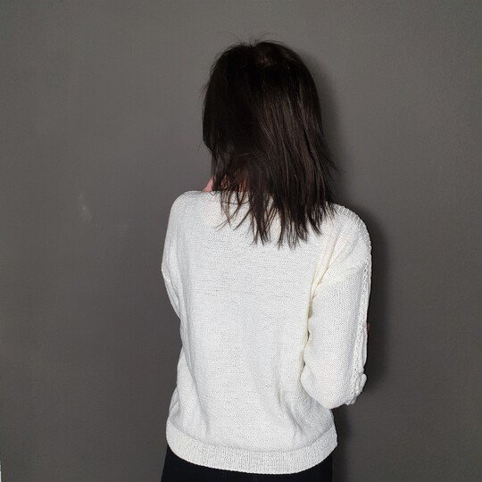 203 Strickanleitung Pullover Lochmuster Zopfmuster Gabi