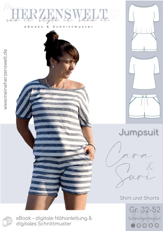 Jumpsuit/Shirt/Shorts Damen E-Book Schnittmuster Gr. 32-52 – Cara &amp; Suri