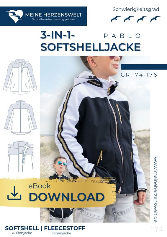 Softshelljacke Kinder – E-Book Schnittmuster Gr. 74-176 – Pablo