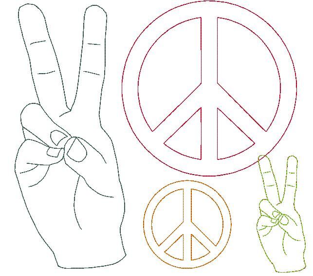 Stickdatei - Doodle Peace Frieden Hand und Symbol