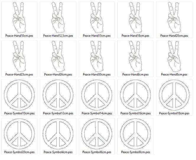 Stickdatei - Doodle Peace Frieden Hand und Symbol