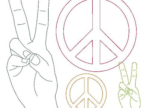 Stickdatei - Doodle Peace Frieden Hand und Symbol