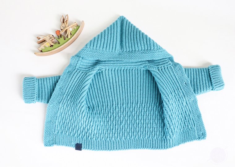 Jacke für Babys/Kinder "Rick", Gr. 50-128 (vertikal gehäkelt, stricklook)