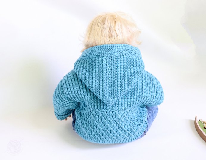 Jacke für Babys/Kinder "Rick", Gr. 50-128 (vertikal gehäkelt, stricklook)