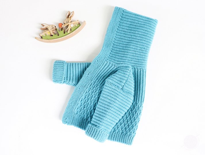 Jacke für Babys/Kinder "Rick", Gr. 50-128 (vertikal gehäkelt, stricklook)