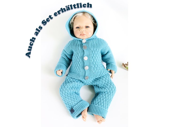 Jacke für Babys/Kinder "Rick", Gr. 50-128 (vertikal gehäkelt, stricklook)