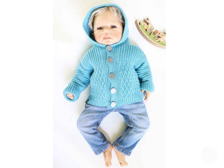 Jacke für Babys/Kinder "Rick", Gr. 50-128 (vertikal gehäkelt, stricklook)