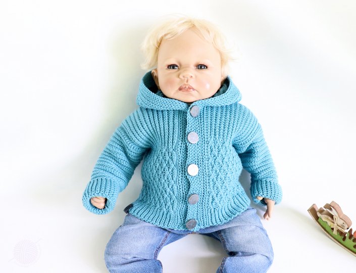Jacke für Babys/Kinder "Rick", Gr. 50-128 (vertikal gehäkelt, stricklook)