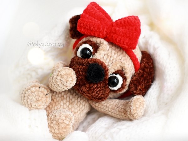 Anabelle the pug Crochet Pattern Amigurumi stuffed toy (French Bulldog)