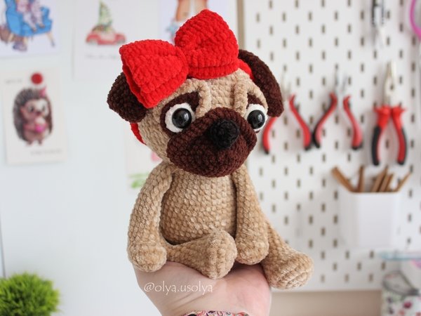 Anabelle the pug Crochet Pattern Amigurumi stuffed toy (French Bulldog)