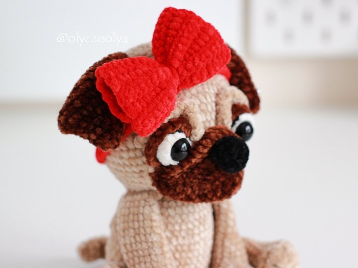 Mops Annabelle Häkelanleitung Amigurumi Spielzeug (Welpe der französischen)