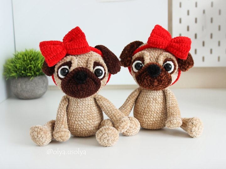 Mops Annabelle Häkelanleitung Amigurumi Spielzeug (Welpe der französischen)