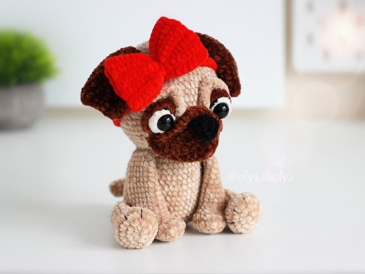 Mops Annabelle Häkelanleitung Amigurumi Spielzeug (Welpe der französischen)